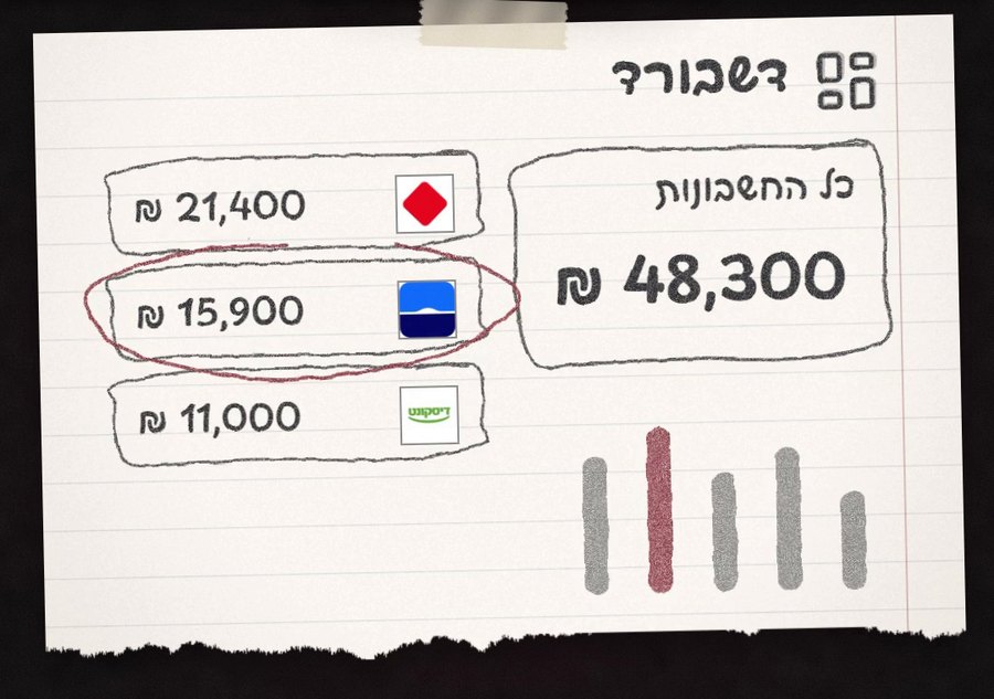 דשבורד שמראה את כל החשבונות ואת היתרה בכל חשבון